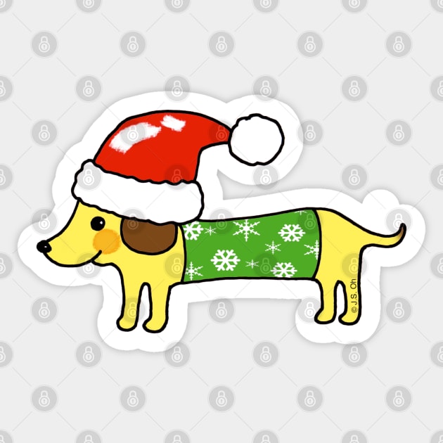 cute Christmas sausage dog Sticker by cartoonygifts